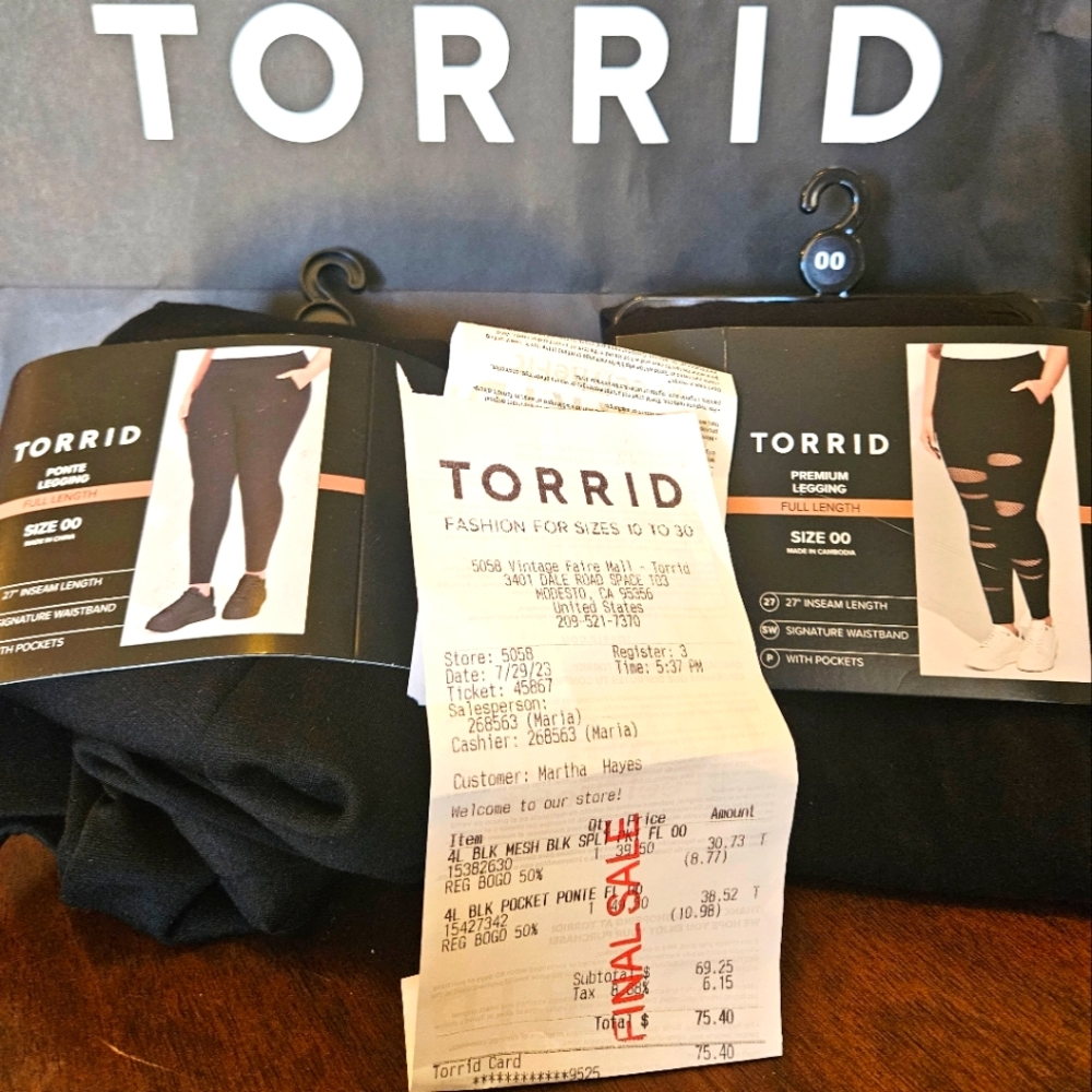 Size 00 black leggings from Torrid